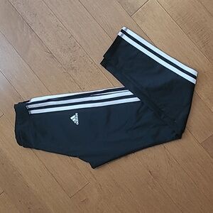 Adidas Girls Large Black Active Leggings with white stripe